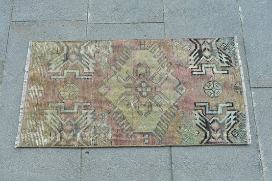 Vintage Turkish Mini Rug 1.3 x 2.6 ft