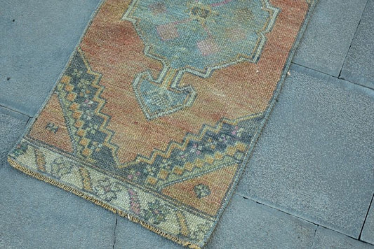 Vintage Turkish Mini Rug 1.4 x 2.5 ft