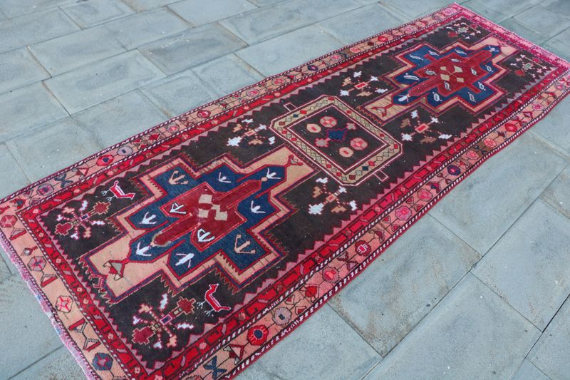 Vintage Turkish Runner Rug 3.3 x 9.6 ft