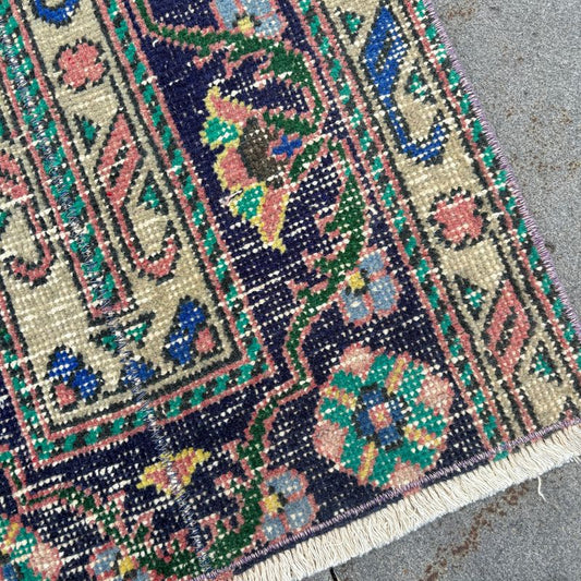 Vintage Turkish Runner Rug 1.6 x 11.3 ft