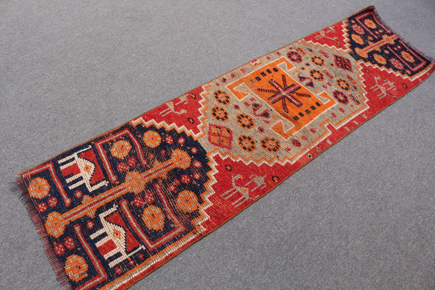 Vintage Turkish Runner Rug 2 x 7.3 ft