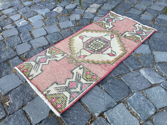 Vintage Turkish Mini Rug 1.3 x 2.8 ft