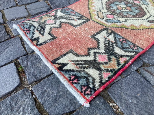 Vintage Turkish Mini Rug 1.3 x 2.7 ft