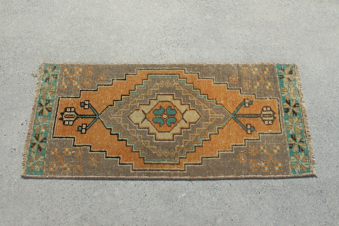 Vintage Turkish Mini Rug 1.3 x 2.8 ft