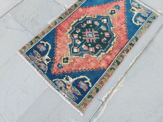 Vintage Turkish Mini Rug 1.8 x 2.9 ft