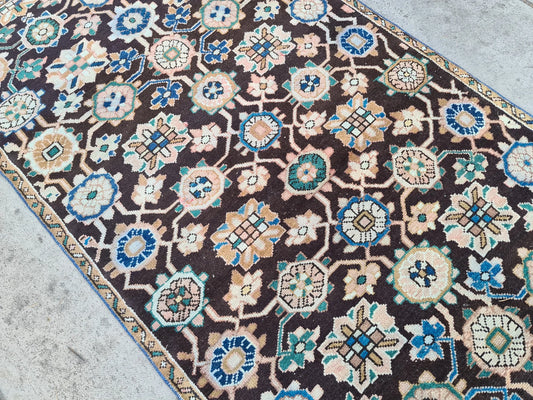 Vintage Turkish Accent Area rug 3.2 x 6.8 ft