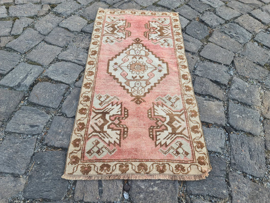 Vintage Turkish Mini Rug 1.4 x 2.9 ft