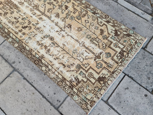 Vintage Turkish Runner Rug 3 x 9.6 ft