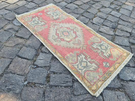 Vintage Turkish Mini Rug 1.5 x 3 ft