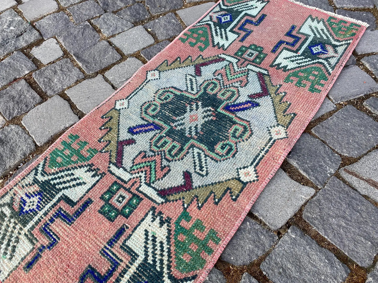 Vintage Turkish Mini Rug 1.3 x 3.1 ft