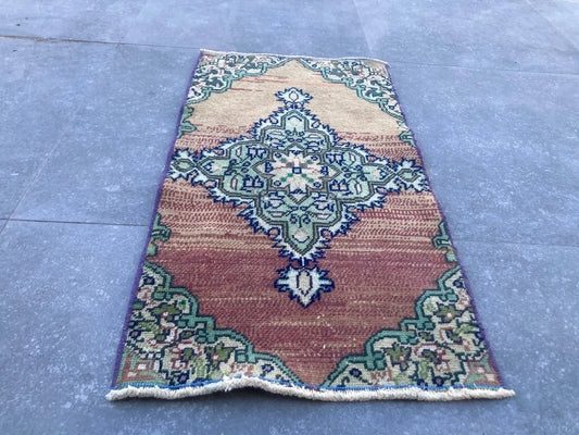 Vintage Turkish Mini Rug 1.2 x 2.3 ft