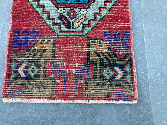 Vintage Turkish Mini Rug 1.6 x 2.8 ft
