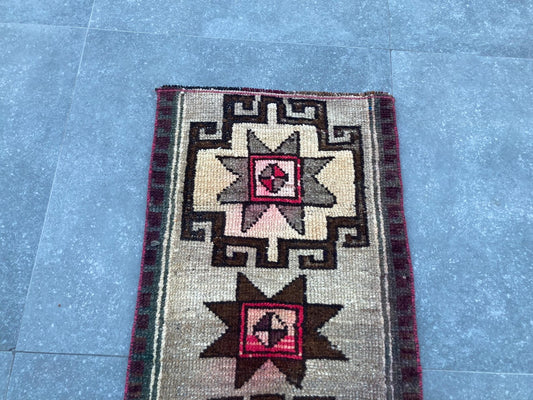 Vintage Turkish Mini Rug 1.4 x 3 ft