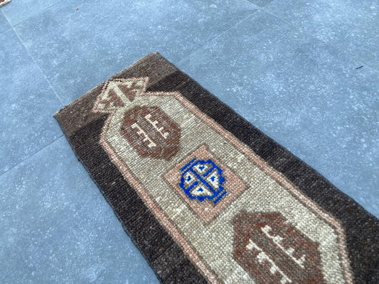 Vintage Turkish Mini Rug 1.1 x 2.7 ft