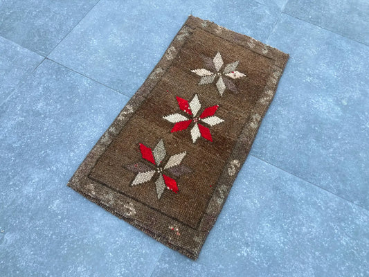 Vintage Turkish Mini Rug 1.2 x 2.3 ft