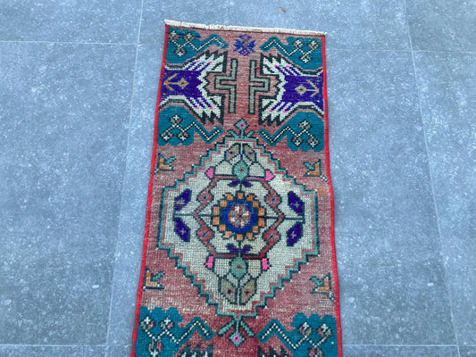 Vintage Turkish Mini Rug 1.1 x 2.9 ft