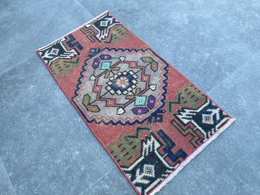 Vintage Turkish Mini Rug 1.2 x 2.4 ft
