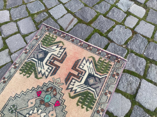 Vintage Turkish Mini Rug 1.6 x 2.9 ft