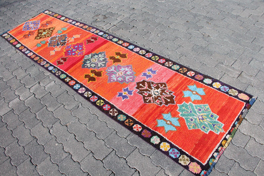 Vintage Turkish Runner Rug 2.6 x 9.6 ft