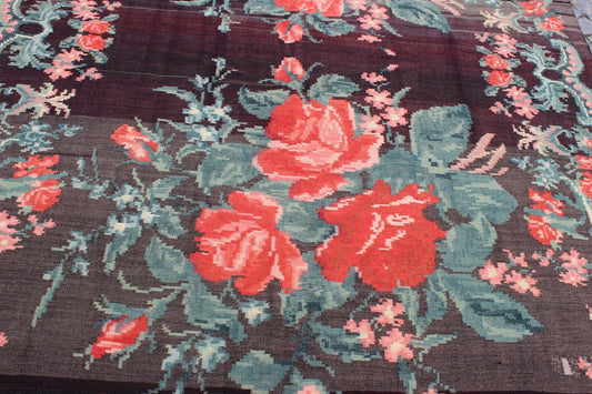 XL Vintage Turkish Accent Area Rug 6.2 x 10.6 ft