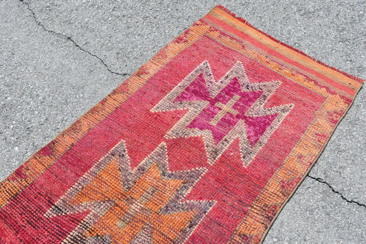 Vintage Turkish Runner Rug 2.8 x 11.2 ft