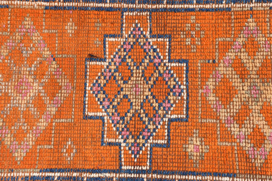 Vintage Turkish Runner Rug 2.4 x 11.2 ft