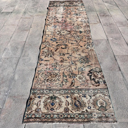 Vintage Turkish Runner Rug 3.2 x 11.3 ft