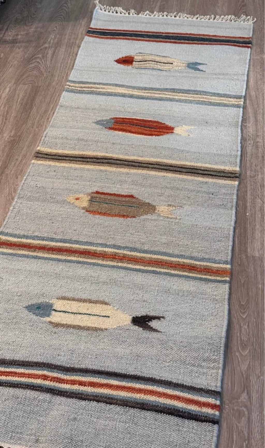 Folk Art Modern Fish Kilim 2 x 6 ft