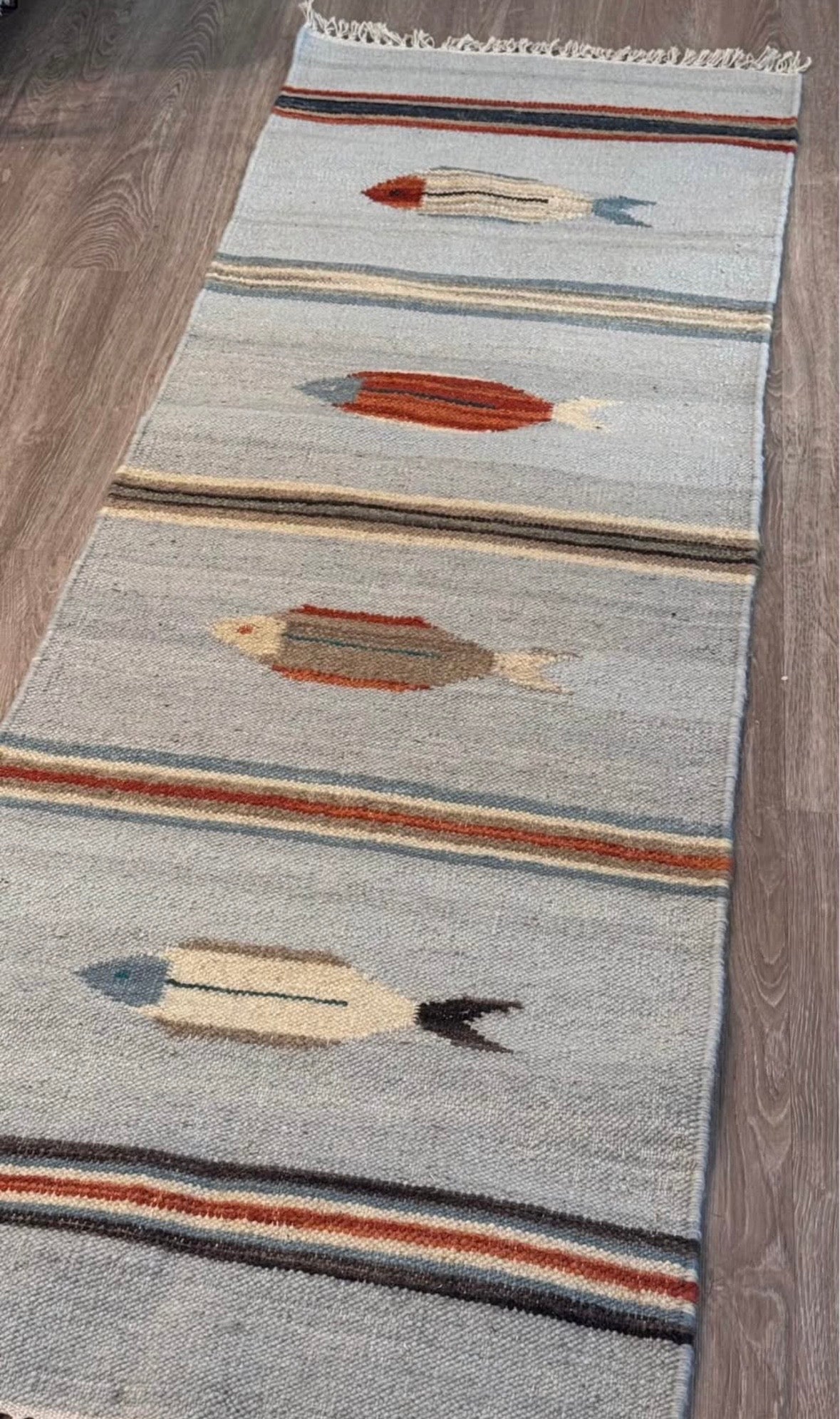 Folk Art Modern Fish Kilim 2 x 6 ft