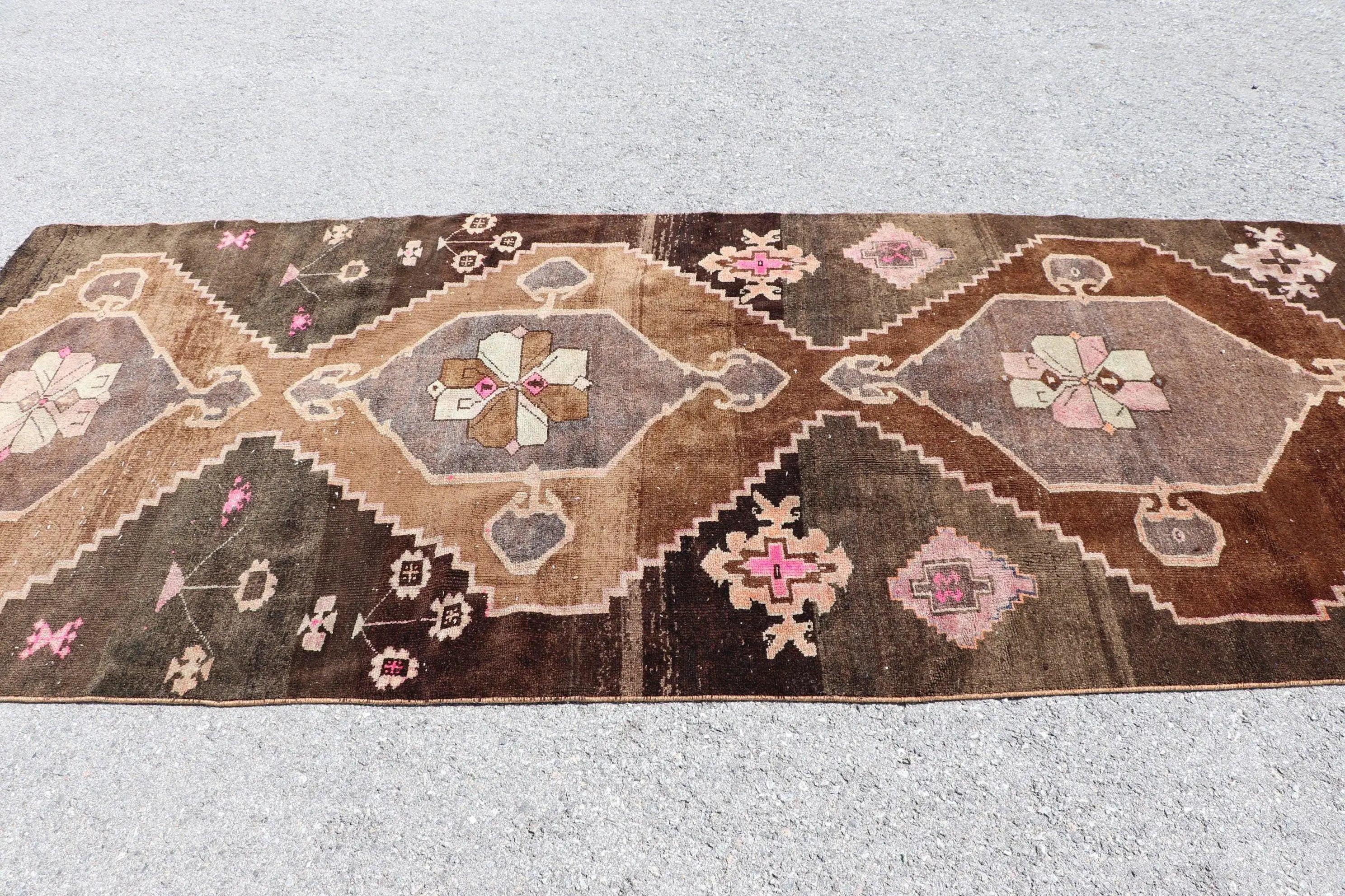 XL Vintage Turkish Accent Area Rug 4.7 x 11 ft
