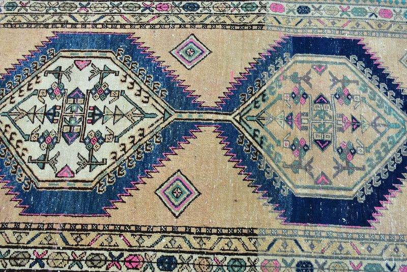 Vintage Turkish Runner Rug 3.3 x 7.2 ft