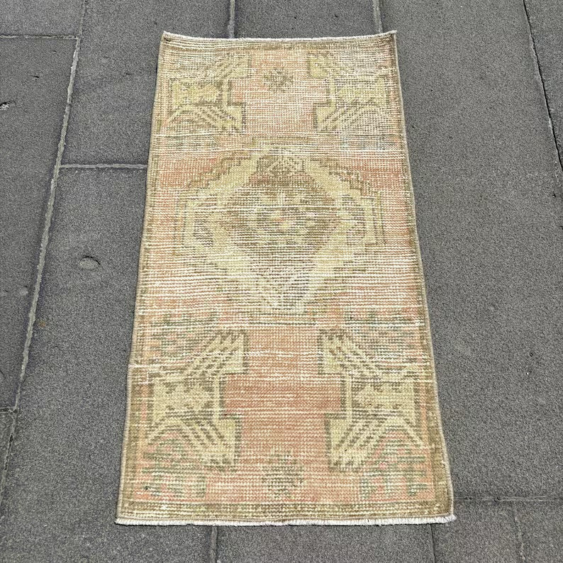 Vintage Turkish Mini Rug 1.5 x 2.9 ft