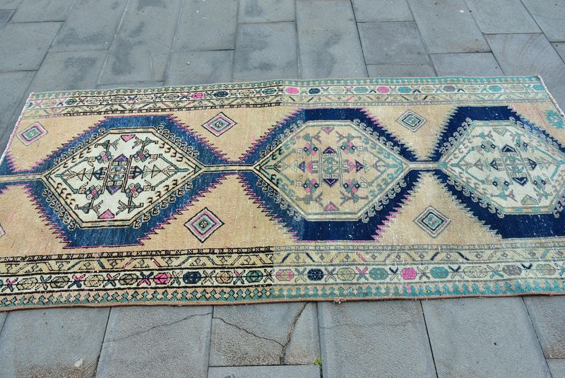 Vintage Turkish Runner Rug 3.3 x 7.2 ft
