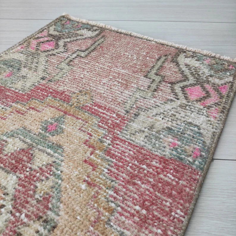 Vintage Turkish Mini Rug 1.4 x 3 ft