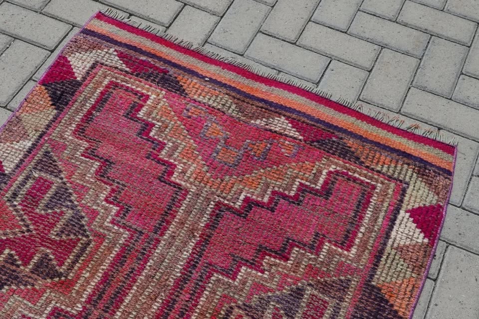 Vintage Turkish Runner rug 3.1 x 10.6 ft