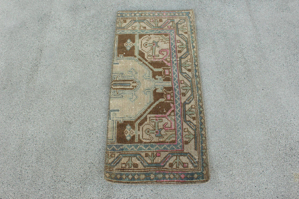Vintage Turkish Mini Rug 1.4 x 3.1 ft