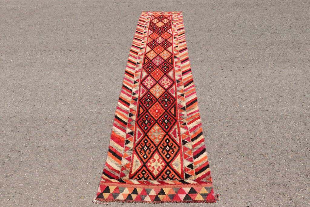 Vintage Turkish Runner Rug 2.6 x 12.6 ft