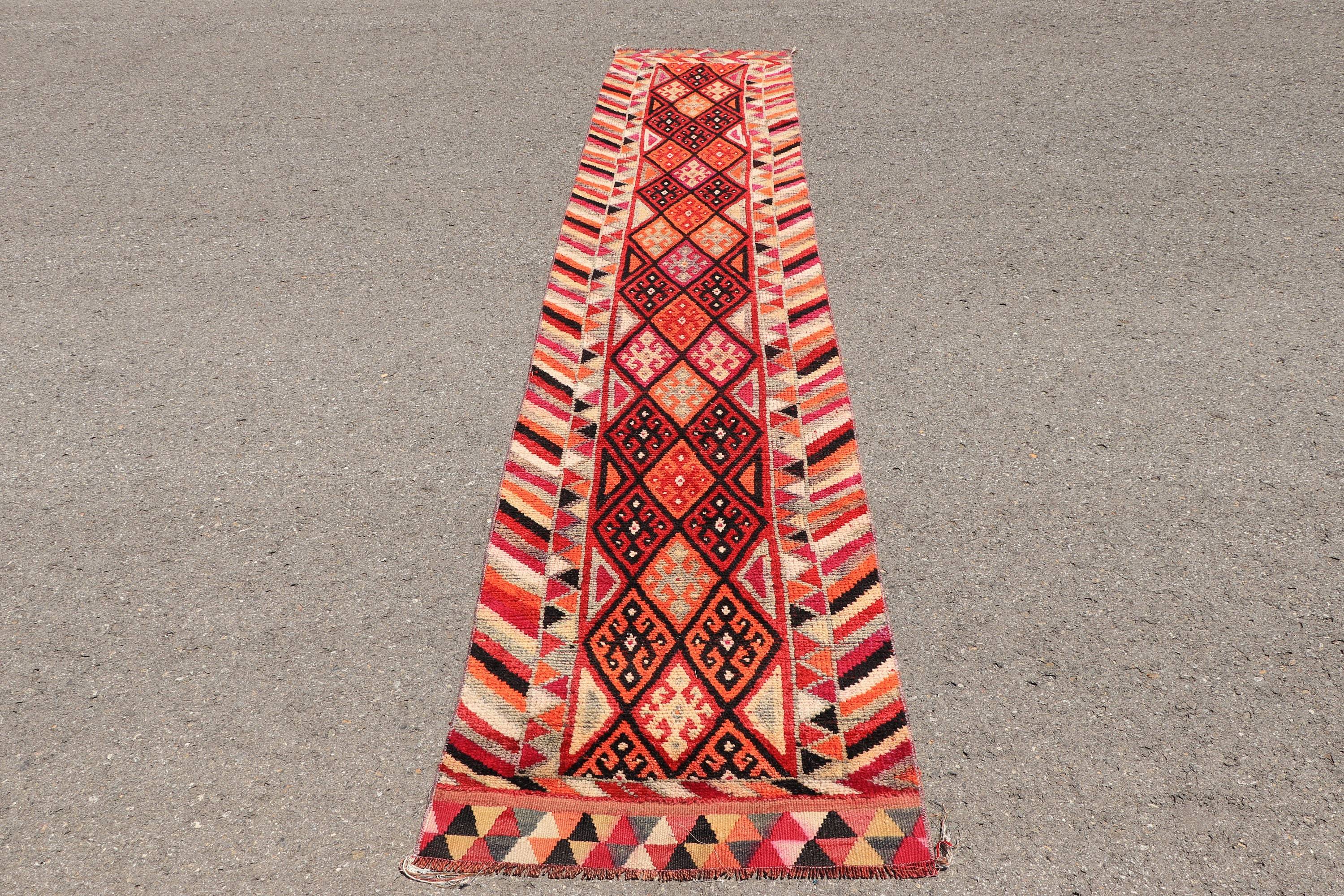 Vintage Turkish Runner Rug 2.6 x 12.6 ft