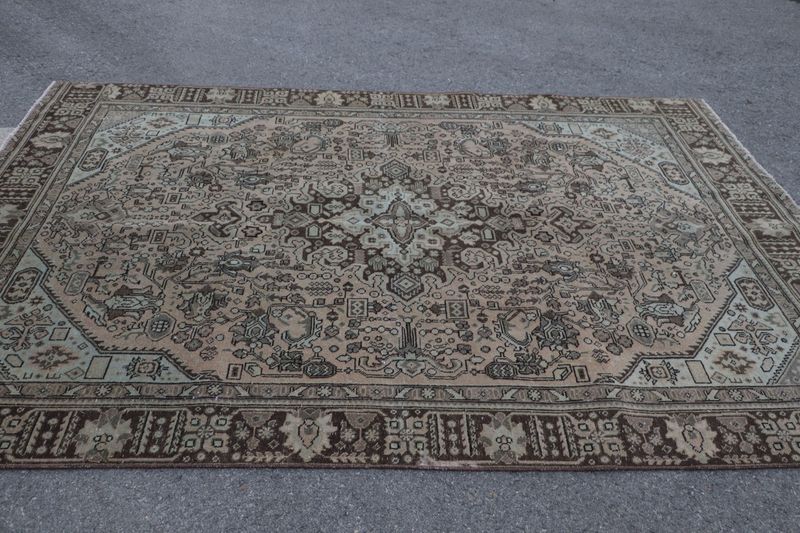 XL Vintage Persian Accent Area Rug 6.2 x 9.6 ft