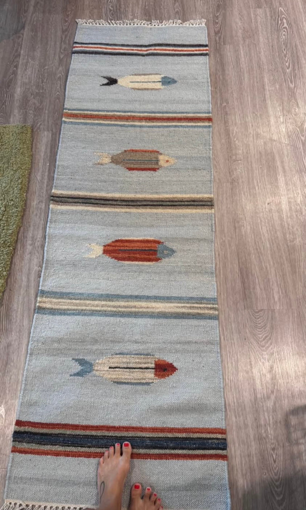Folk Art Modern Fish Kilim 2 x 6 ft