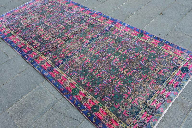 Vintage Persian Accent Area Runner Rug 4.3 x 9.2 ft