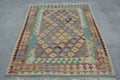 Vintage Turkish Accent Area rug 3.9 x 5.9 ft