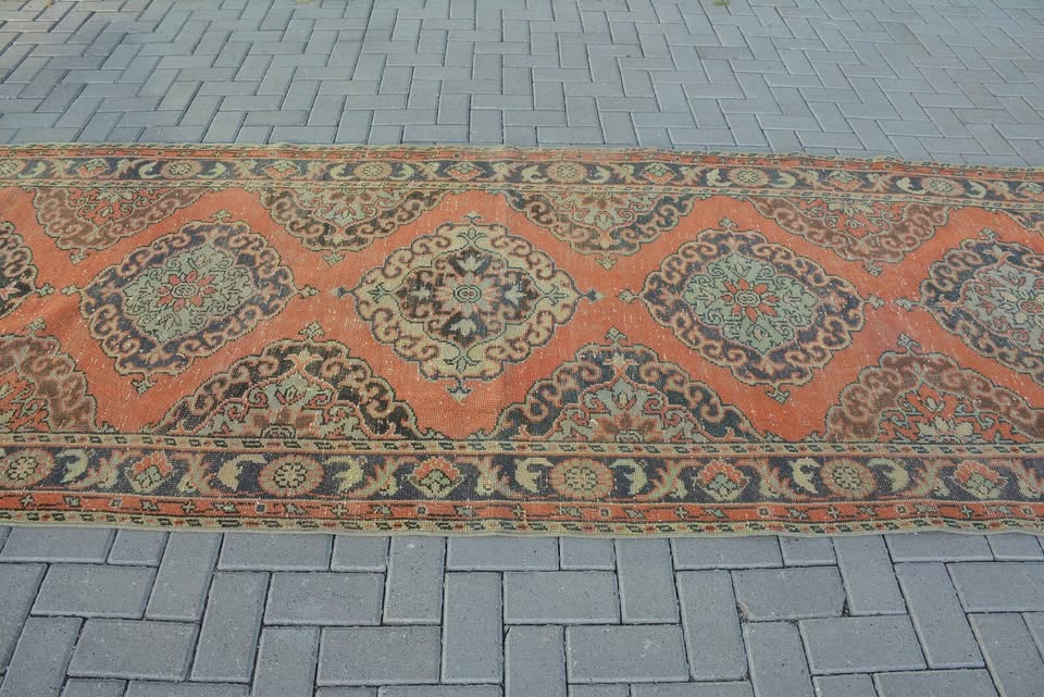 Vintage Turkish Accent Area rug 4.4 x 10.9 ft