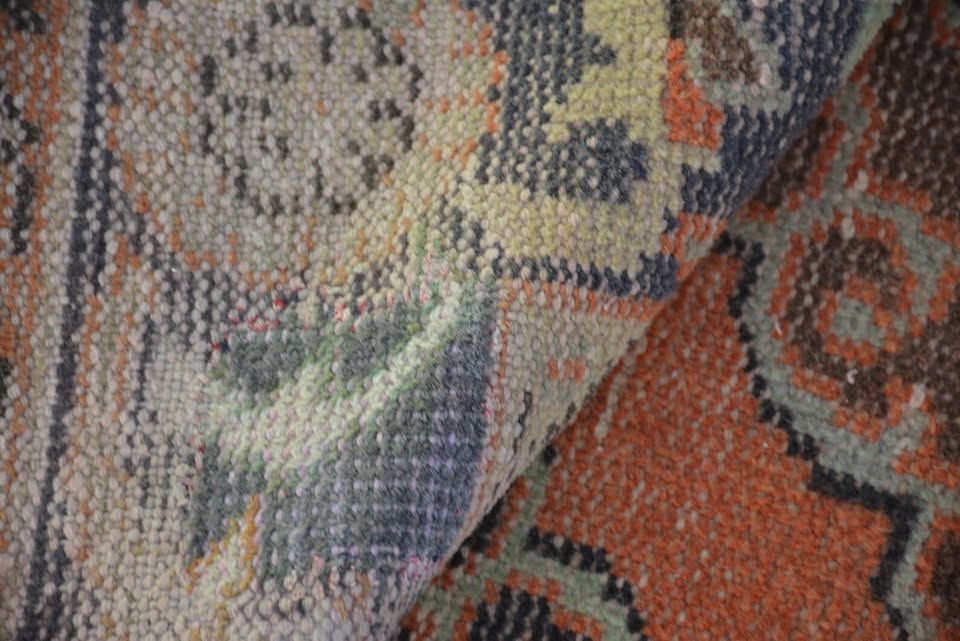 Vintage Turkish Accent Area rug 4.4 x 10.9 ft