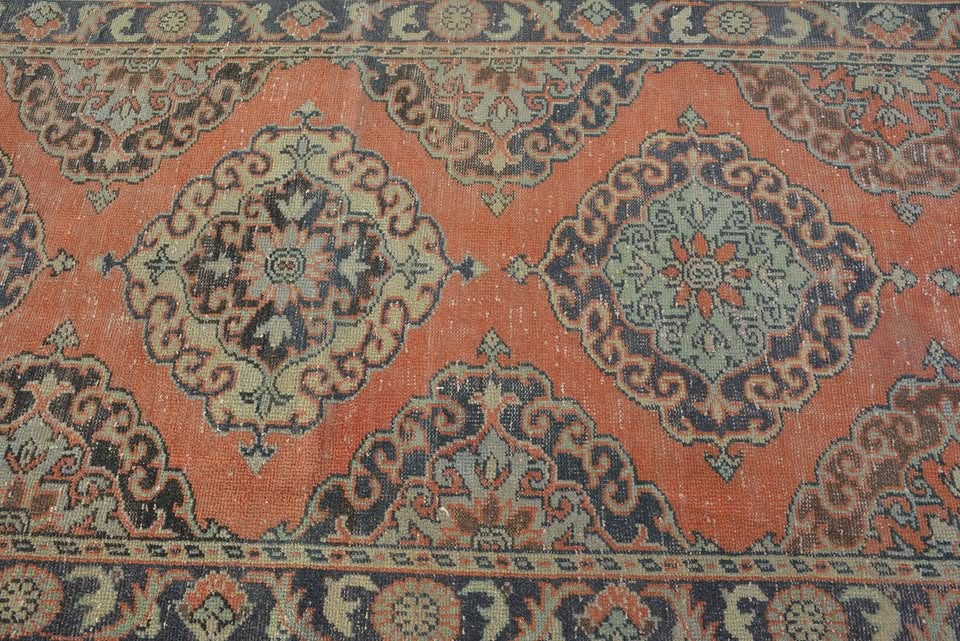 Vintage Turkish Accent Area rug 4.4 x 10.9 ft