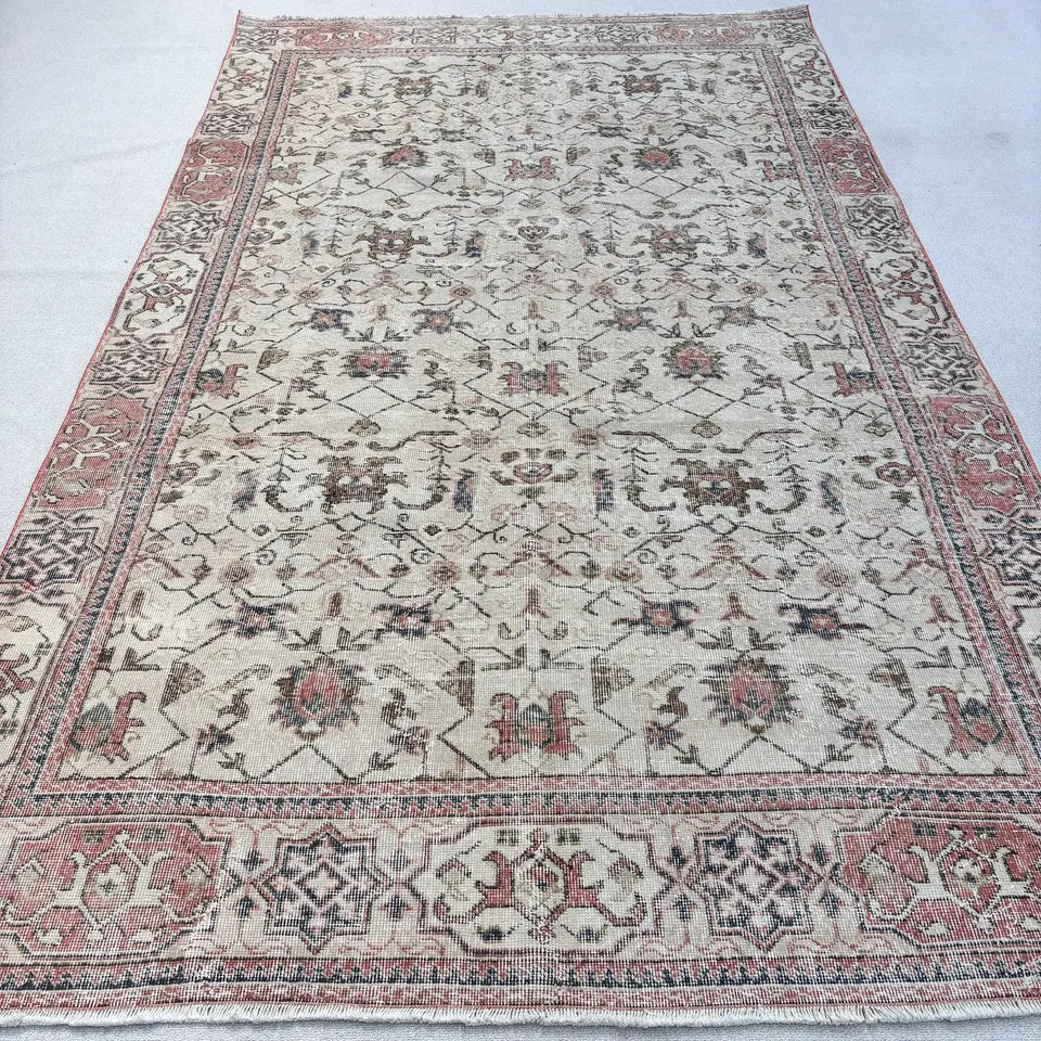 XL Vintage Turkish Accent Area Rug 6.2 x 10.5 ft