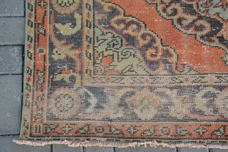 Vintage Turkish Accent Area rug 4.4 x 10.9 ft