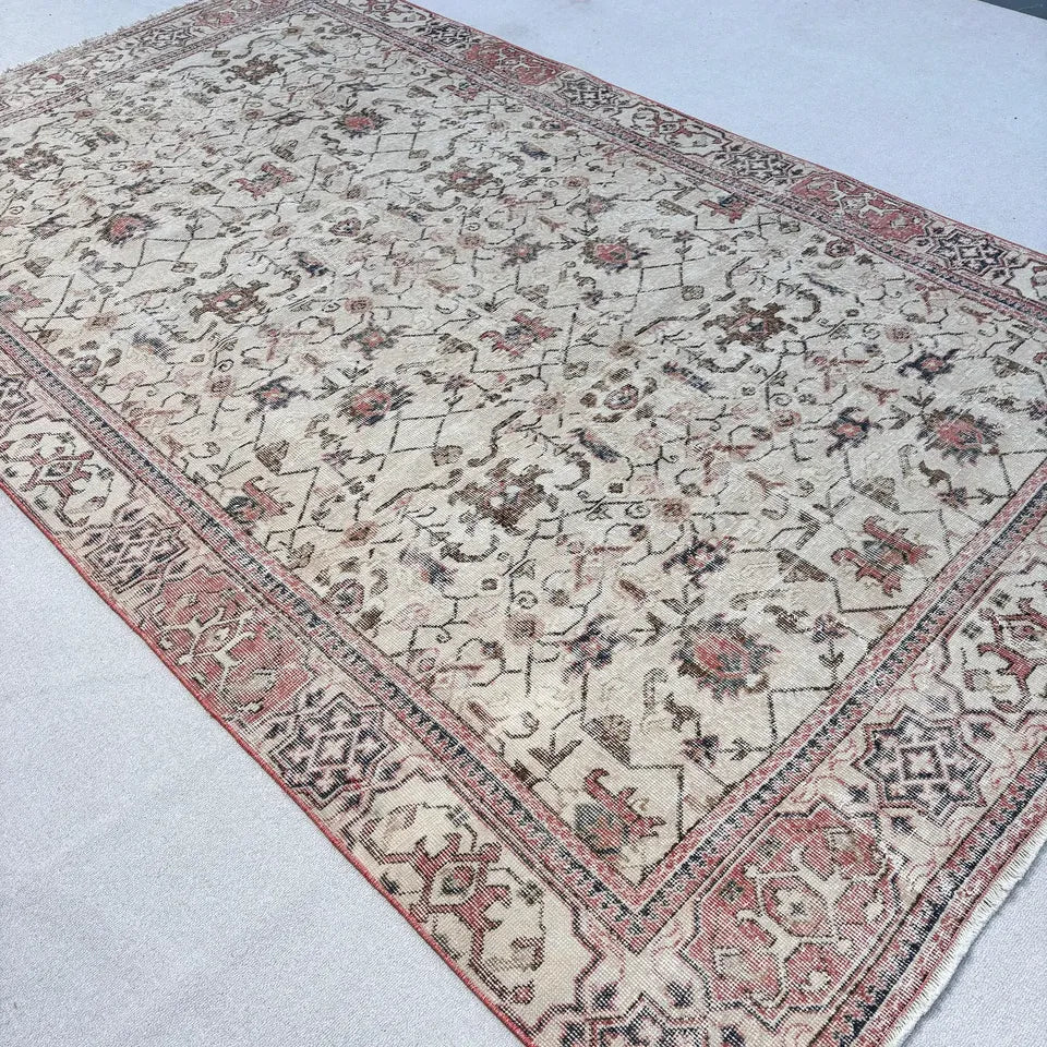 XL Vintage Turkish Accent Area Rug 6.2 x 10.5 ft