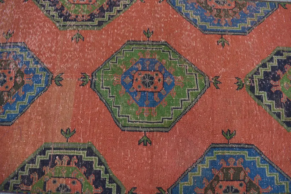 Vintage Turkish Accent Area rug 3.1 x 6.4 ft