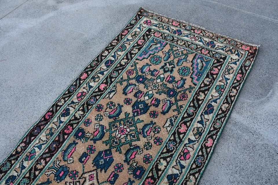 Vintage Persian Runner Rug 3.3 x 9.9 ft